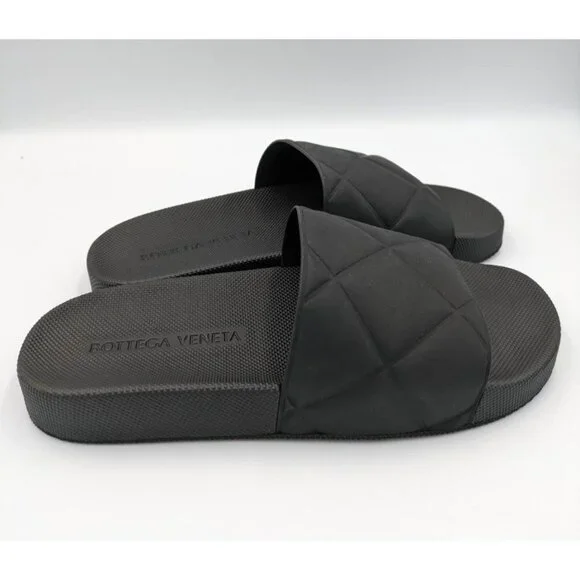 BOTTEGA VENETA Matt Rubber Slider Sandals Black Size40 - Picture 5 of 11